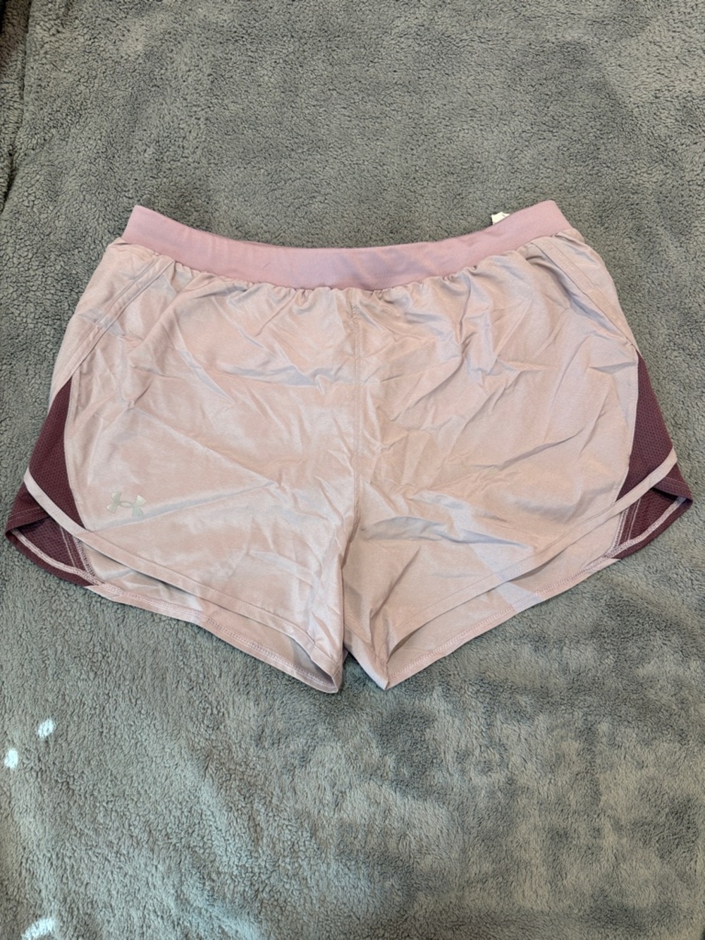 Under Armour Light Pink Women's Athletic Shorts with Plum Side Panels